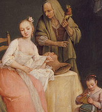 Pietro Longhi: particolare con donna patrizia 